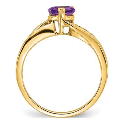 14K Yellow Gold Amethyst & Diamond Heart Ring – view 2