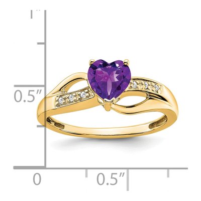 14K Yellow Gold Amethyst & Diamond Heart Ring – view 3