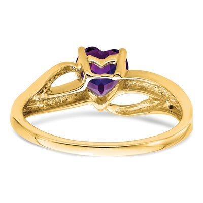 14K Yellow Gold Amethyst & Diamond Heart Ring – view 6