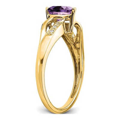 14K Yellow Gold Amethyst & Diamond Heart Ring – view 7