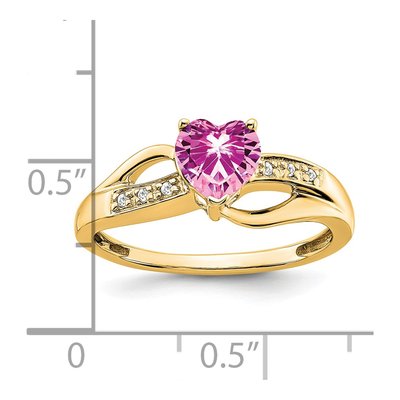 14K Yellow Gold Diamond Heart Ring – view 3
