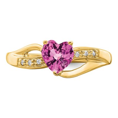 14K Yellow Gold Diamond Heart Ring – view 5