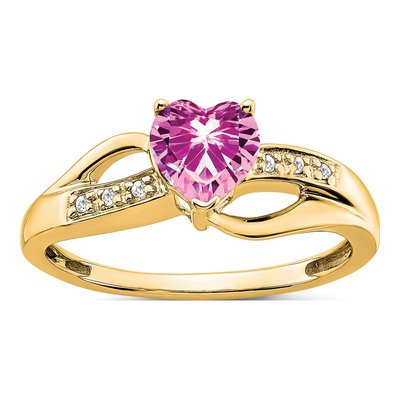 14K Yellow Gold Diamond Heart Ring