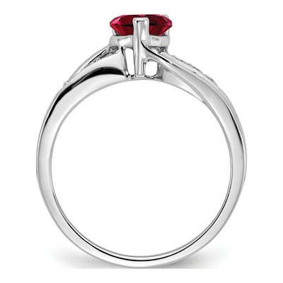 14K White Gold Lab-Created Ruby & Diamond Heart Ring – view 2
