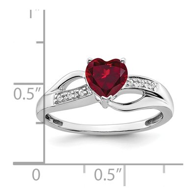 14K White Gold Lab-Created Ruby & Diamond Heart Ring – view 3