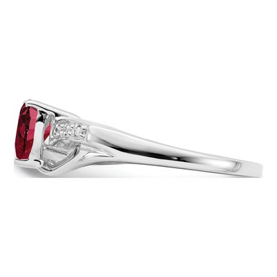 14K White Gold Lab-Created Ruby & Diamond Heart Ring – view 4