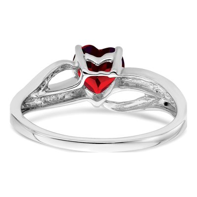 14K White Gold Lab-Created Ruby & Diamond Heart Ring – view 6