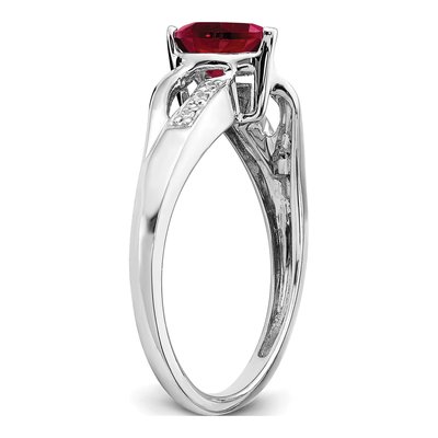 14K White Gold Lab-Created Ruby & Diamond Heart Ring – view 7