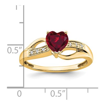 14K Yellow Gold Lab-Created Ruby & Diamond Heart Ring – view 3