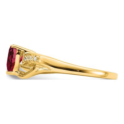 14K Yellow Gold Lab-Created Ruby & Diamond Heart Ring – view 4
