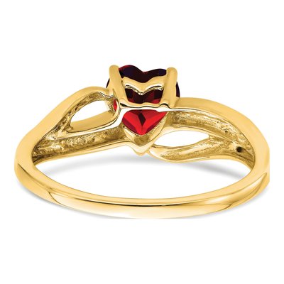 14K Yellow Gold Lab-Created Ruby & Diamond Heart Ring – view 6
