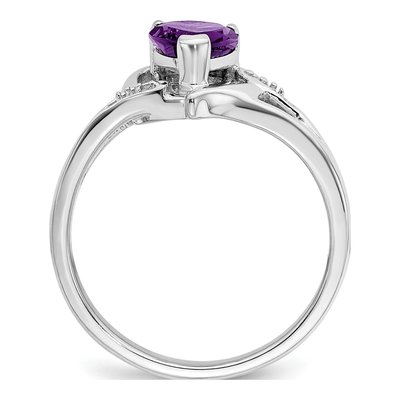 14K White Gold Amethyst & Diamond Heart Ring – view 2