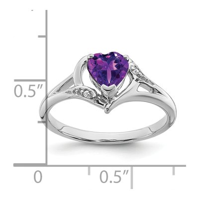 14K White Gold Amethyst & Diamond Heart Ring – view 3