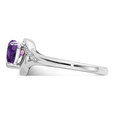 14K White Gold Amethyst & Diamond Heart Ring – view 4