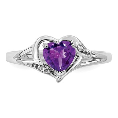 14K White Gold Amethyst & Diamond Heart Ring – view 5