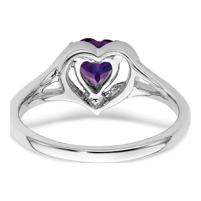14K White Gold Amethyst & Diamond Heart Ring – view 6