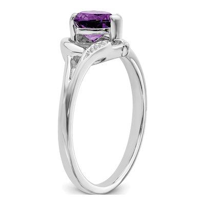 14K White Gold Amethyst & Diamond Heart Ring – view 7