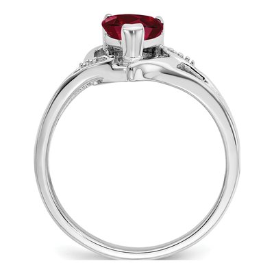 14K White Gold Lab-Created Ruby & Diamond Heart Ring – view 2