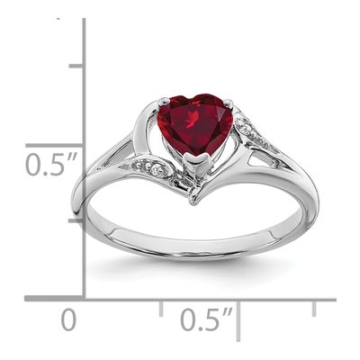 14K White Gold Lab-Created Ruby & Diamond Heart Ring – view 3