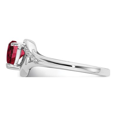 14K White Gold Lab-Created Ruby & Diamond Heart Ring – view 4