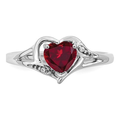 14K White Gold Lab-Created Ruby & Diamond Heart Ring – view 5