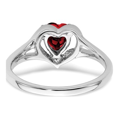 14K White Gold Lab-Created Ruby & Diamond Heart Ring – view 6