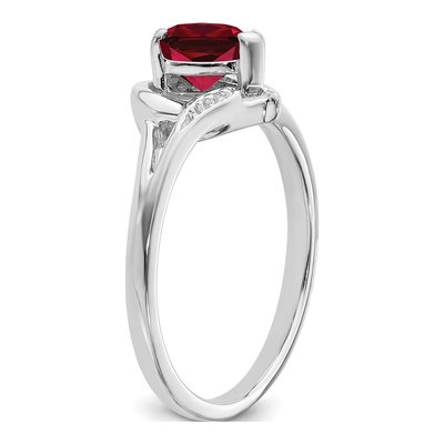 14K White Gold Lab-Created Ruby & Diamond Heart Ring – view 7