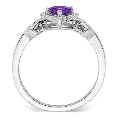 14K White Gold 1/10 ct tw Amethyst & Diamond Heart Halo Ring – view 2