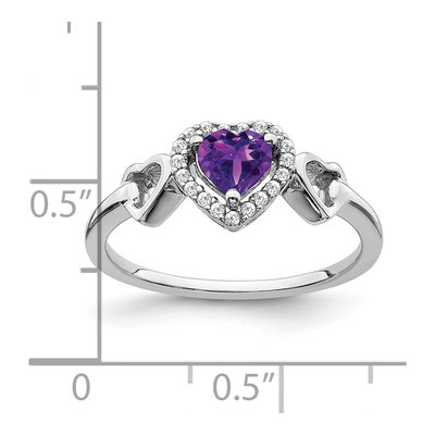 14K White Gold 1/10 ct tw Amethyst & Diamond Heart Halo Ring – view 3