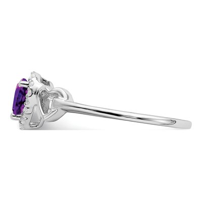 14K White Gold 1/10 ct tw Amethyst & Diamond Heart Halo Ring – view 4