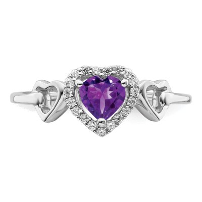 14K White Gold 1/10 ct tw Amethyst & Diamond Heart Halo Ring – view 5