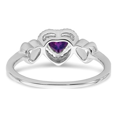 14K White Gold 1/10 ct tw Amethyst & Diamond Heart Halo Ring – view 6