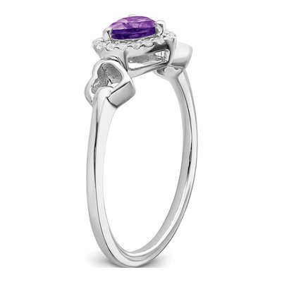 14K White Gold 1/10 ct tw Amethyst & Diamond Heart Halo Ring – view 7