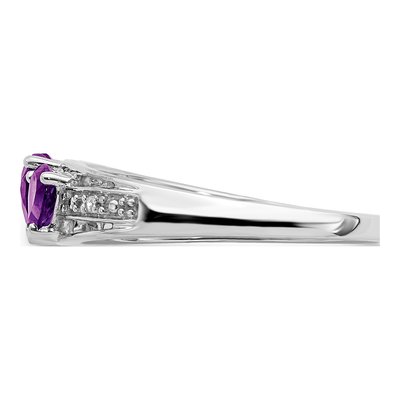 14K White Gold Amethyst & Diamond Heart 3-Stone Ring – view 5