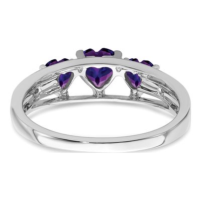 14K White Gold Amethyst & Diamond Heart 3-Stone Ring – view 7