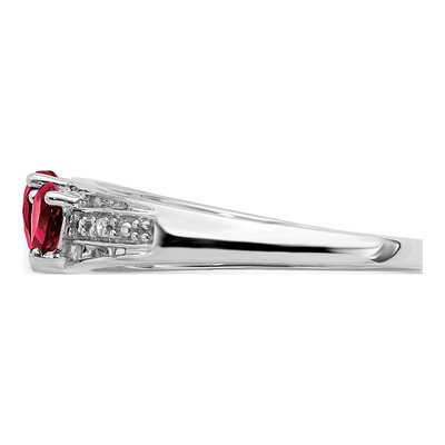 14K White Gold Ruby & Diamond Heart 3-Stone Ring – view 4