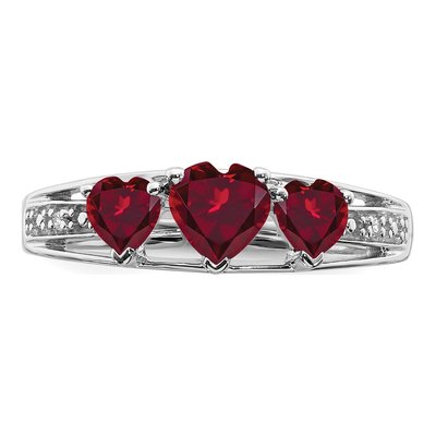 14K White Gold Ruby & Diamond Heart 3-Stone Ring – view 5