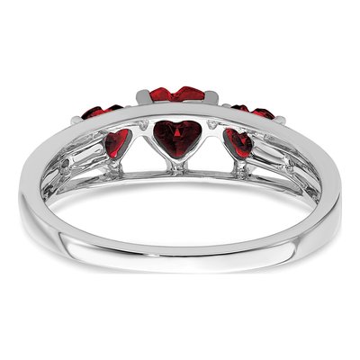 14K White Gold Ruby & Diamond Heart 3-Stone Ring – view 6