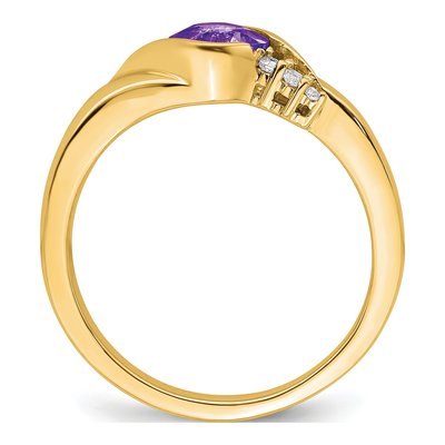 10K Yellow Gold 1/20 ct tw Amethyst & Diamond Cushion Ring – view 3