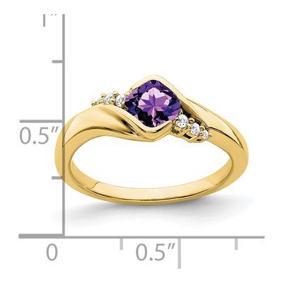 10K Yellow Gold 1/20 ct tw Amethyst & Diamond Cushion Ring – view 4