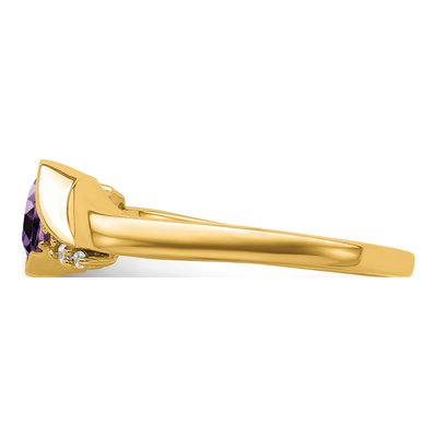 10K Yellow Gold 1/20 ct tw Amethyst & Diamond Cushion Ring – view 6