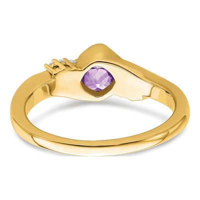 10K Yellow Gold 1/20 ct tw Amethyst & Diamond Cushion Ring – view 8