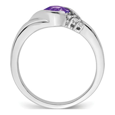 14K White Gold 1/20 ct tw Amethyst & Diamond Cushion Ring – view 3