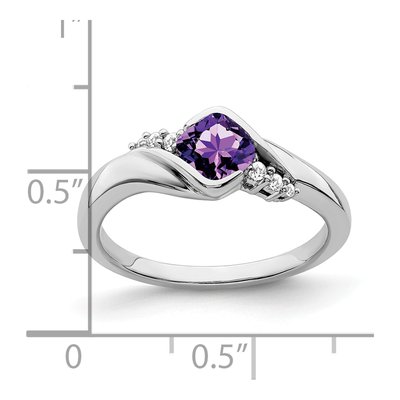 14K White Gold 1/20 ct tw Amethyst & Diamond Cushion Ring – view 4