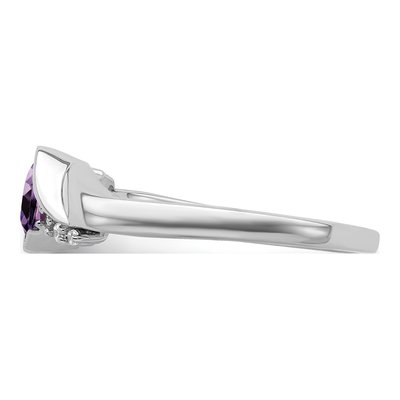 14K White Gold 1/20 ct tw Amethyst & Diamond Cushion Ring – view 5