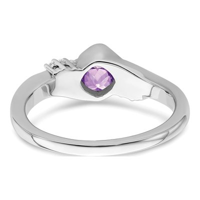 14K White Gold 1/20 ct tw Amethyst & Diamond Cushion Ring – view 7