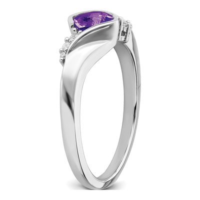 14K White Gold 1/20 ct tw Amethyst & Diamond Cushion Ring – view 8