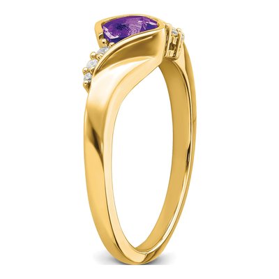 14K Yellow Gold 1/20 ct tw Amethyst & Diamond Cushion Ring – view 8