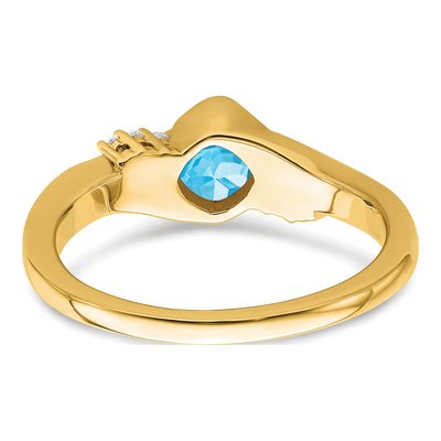 10K Yellow Gold 1/20 ct tw Swiss Blue Topaz & Diamond Cushion Ring – view 7