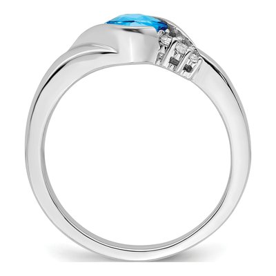 14K White Gold 1/20 ct tw Swiss Blue Topaz & Diamond Ring – view 3